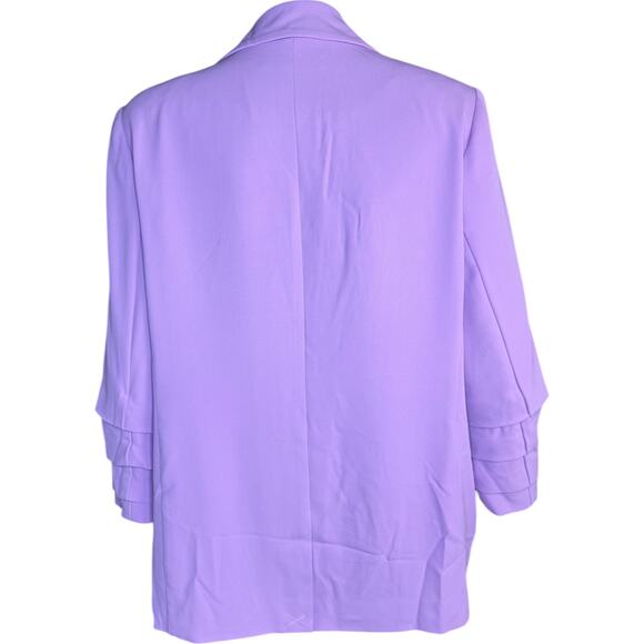 nicole by Nicole Miller Stretch Crepe Blazer with Ruched Sleeves Liliac Small - Picture 3 of 13